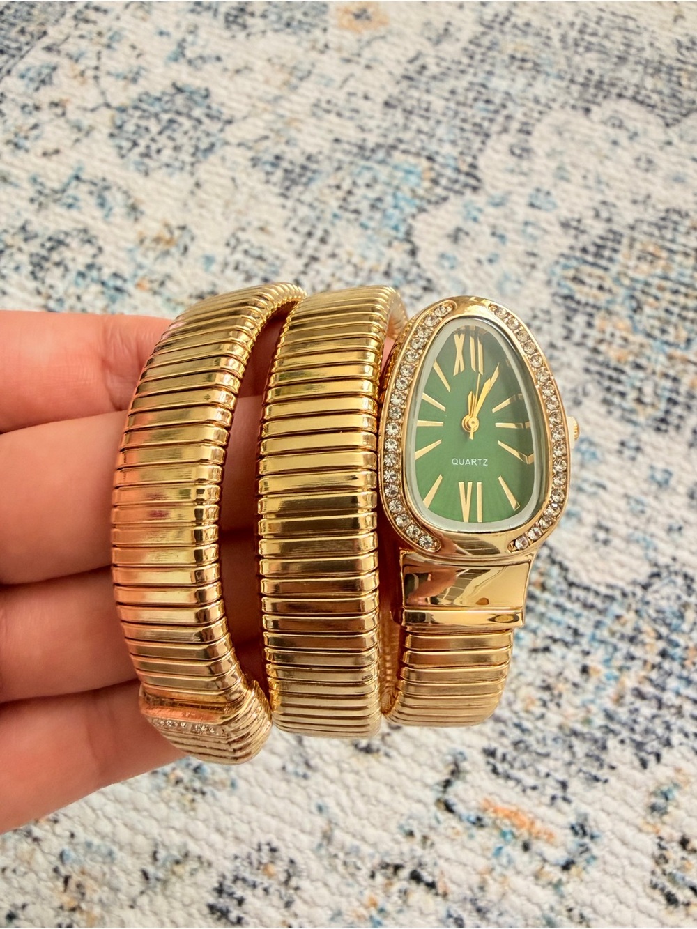 Serpenti Snake Gold-Tone Green Dial Wrap Watch Snake Watch - Picture 6 of 8